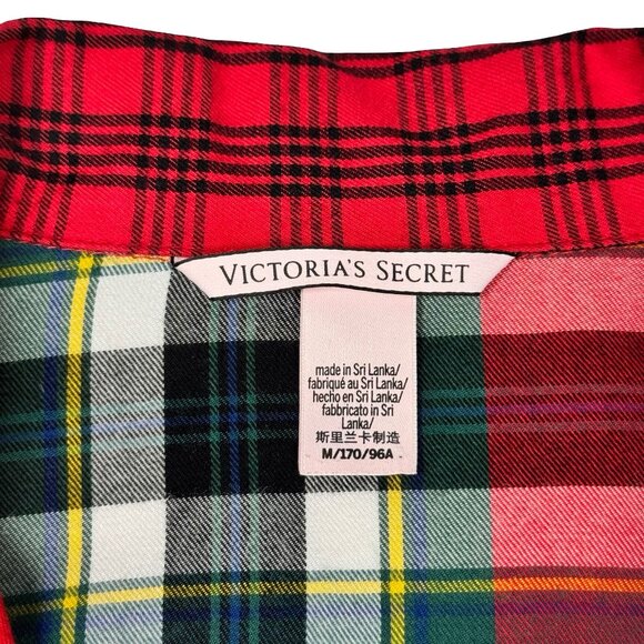 Victoria's Secret Elsa Red Plaid Flannel Sleep Romper SZ M Lounge Christmas - Picture 9 of 16